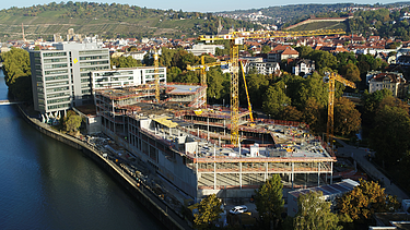 Luftaufnahme der Baustelle Landesratamt Esslingen